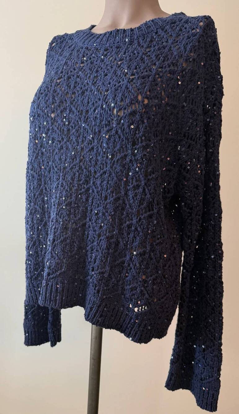 NEW LISA TODD women's shimmer & shaker sweater in navy